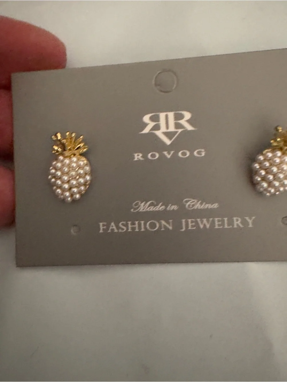 Rovog Gold and Pearl Pineapple Stud Earrings